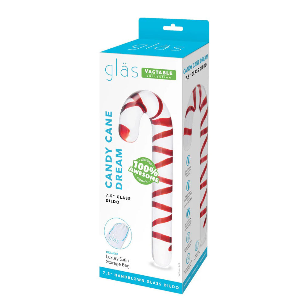 Electric Novelties Candy Cane Dream 7.5" Glass Dildo - Clear