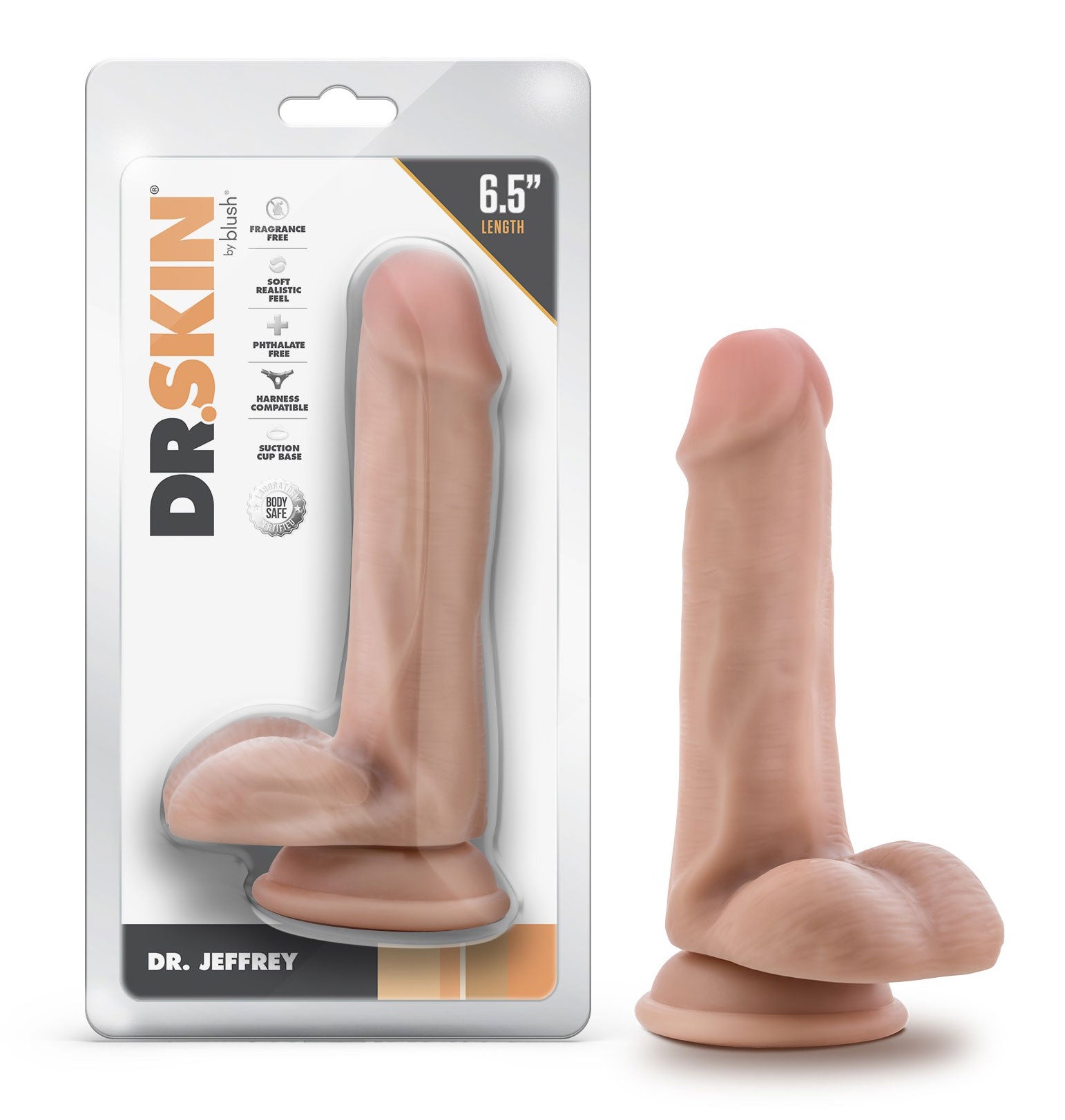Dr. Skin Dr. Jeffrey 6.5 Inch Dildo with Suction Cup - Beige