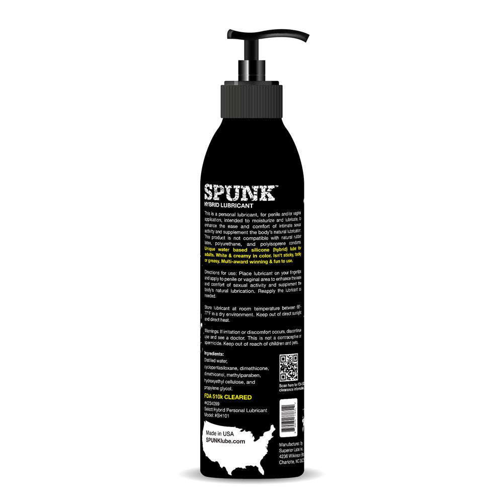 Spunk Lube Hybrid 4 Fl Oz – Water-Based Silicone Lubricant – White