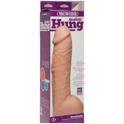 Doc Johnson Vac-U-Lock Realistic Hung - 12.5 Inch Suction Cup Dildo - Beige