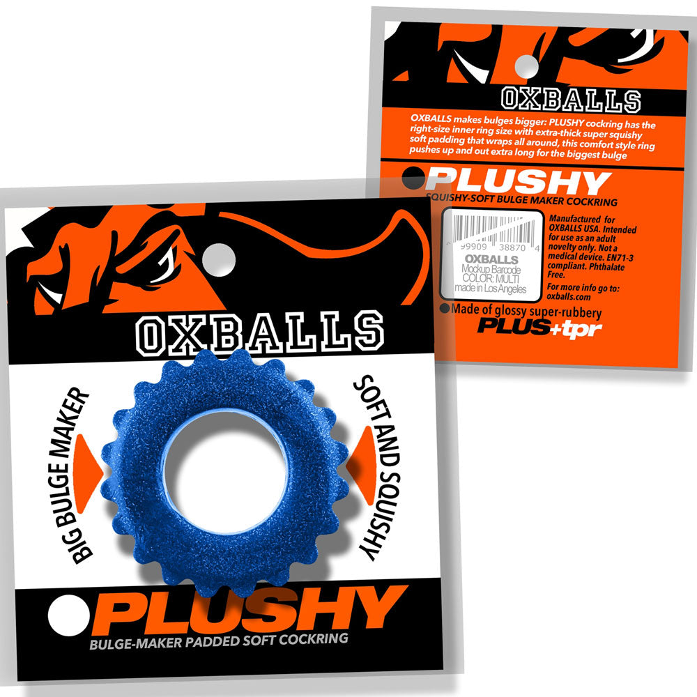 Oxballs Plushy Single Ring Cockring – Blue Fire