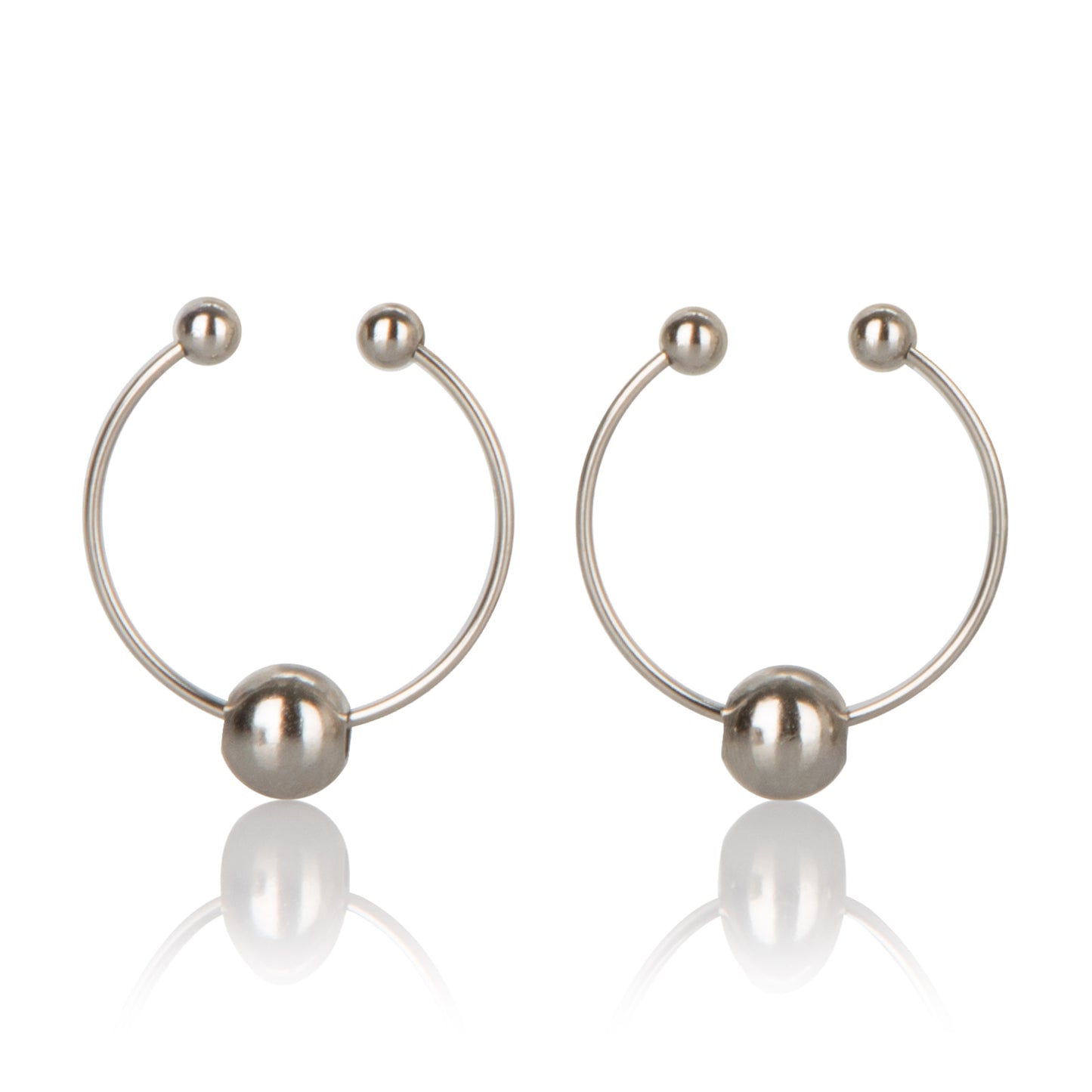 CalExotics Silver Nipple Play Nipple Jewelry – Non-Tarnishing Hoops with Beaded Ends