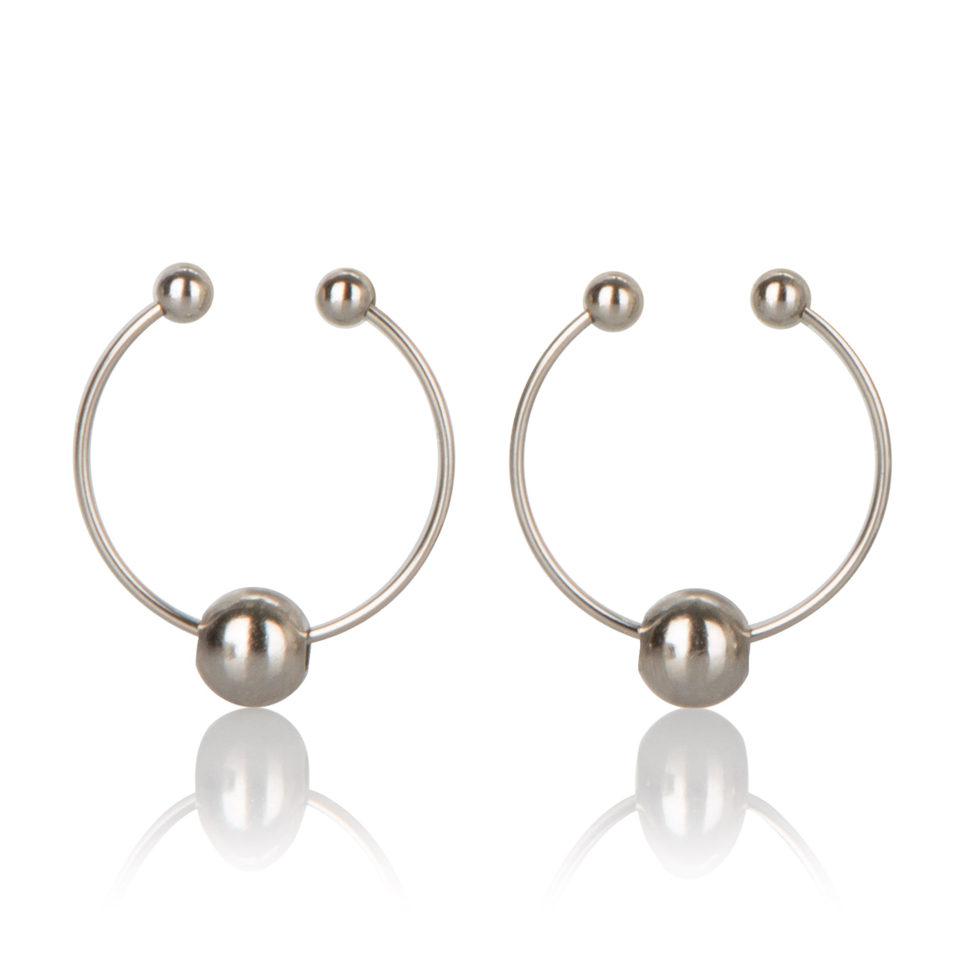 CalExotics Silver Nipple Play Nipple Jewelry – Non-Tarnishing Hoops with Beaded Ends