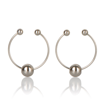 CalExotics Silver Nipple Play Nipple Jewelry – Non-Tarnishing Hoops with Beaded Ends