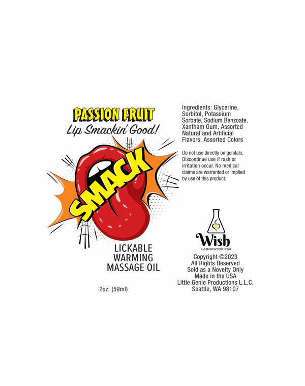 Little Genie Smack Warming Lickable Massage Oil – Passion Fruit – 3ml Pouch Display