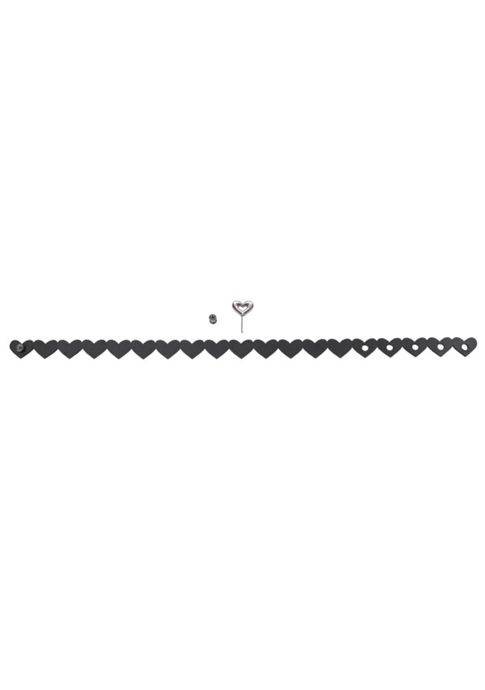Sportsheets Heart Day Collar - Black - Faux Leather Choker with Adjustable Lock