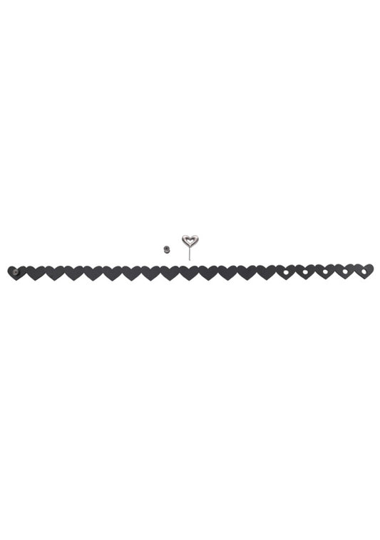 Sportsheets Heart Day Collar - Black - Faux Leather Choker with Adjustable Lock