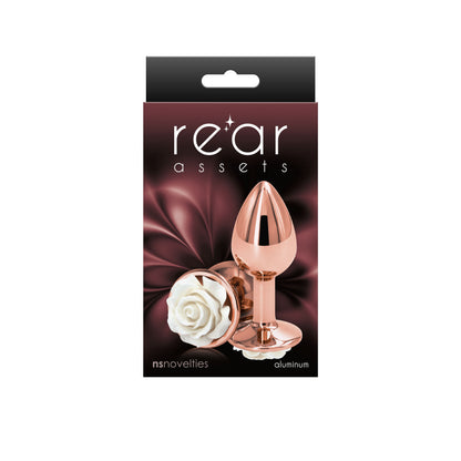 Rear Assets Rose Small Anal Toy - White