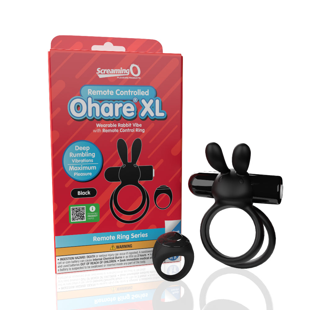 Screaming O Remote Controlled Ohare XL Vibrating Ring – Black