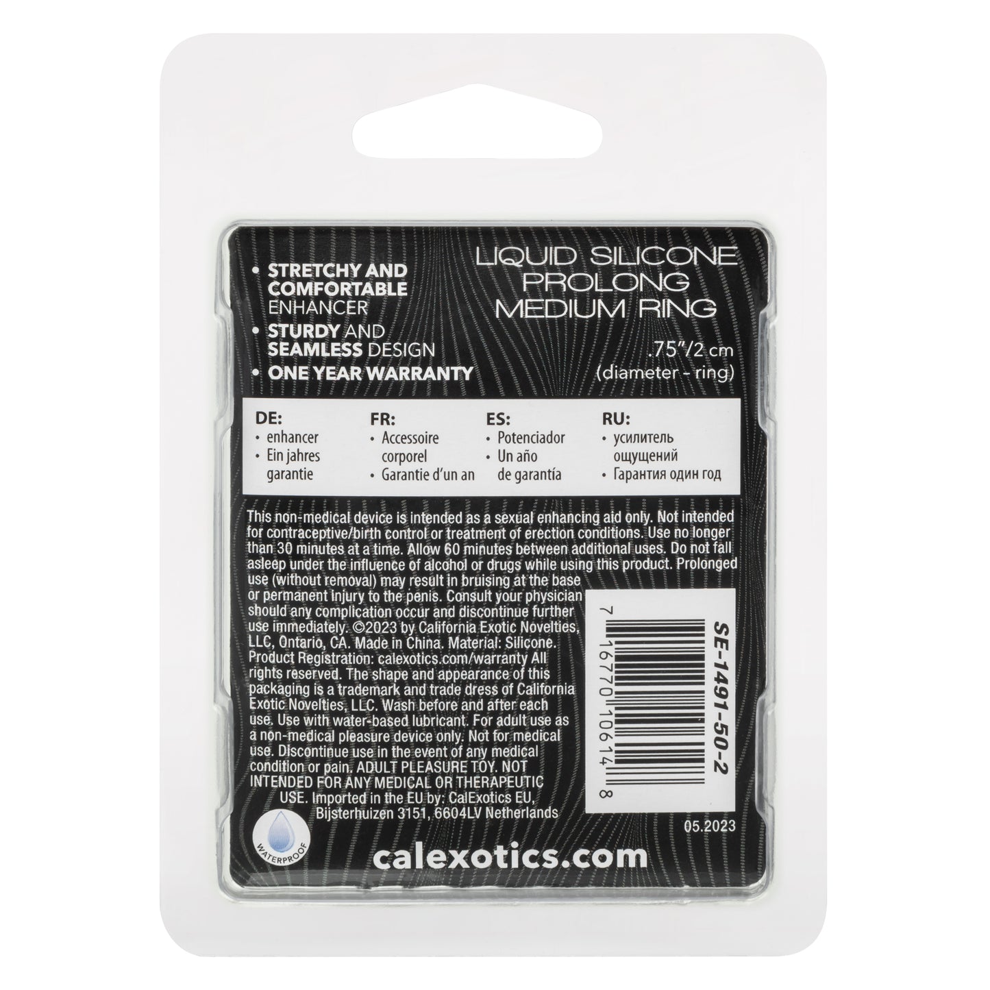 CalExotics Alpha Liquid Silicone Prolong Medium Ring - Black - Waterproof Enhancer