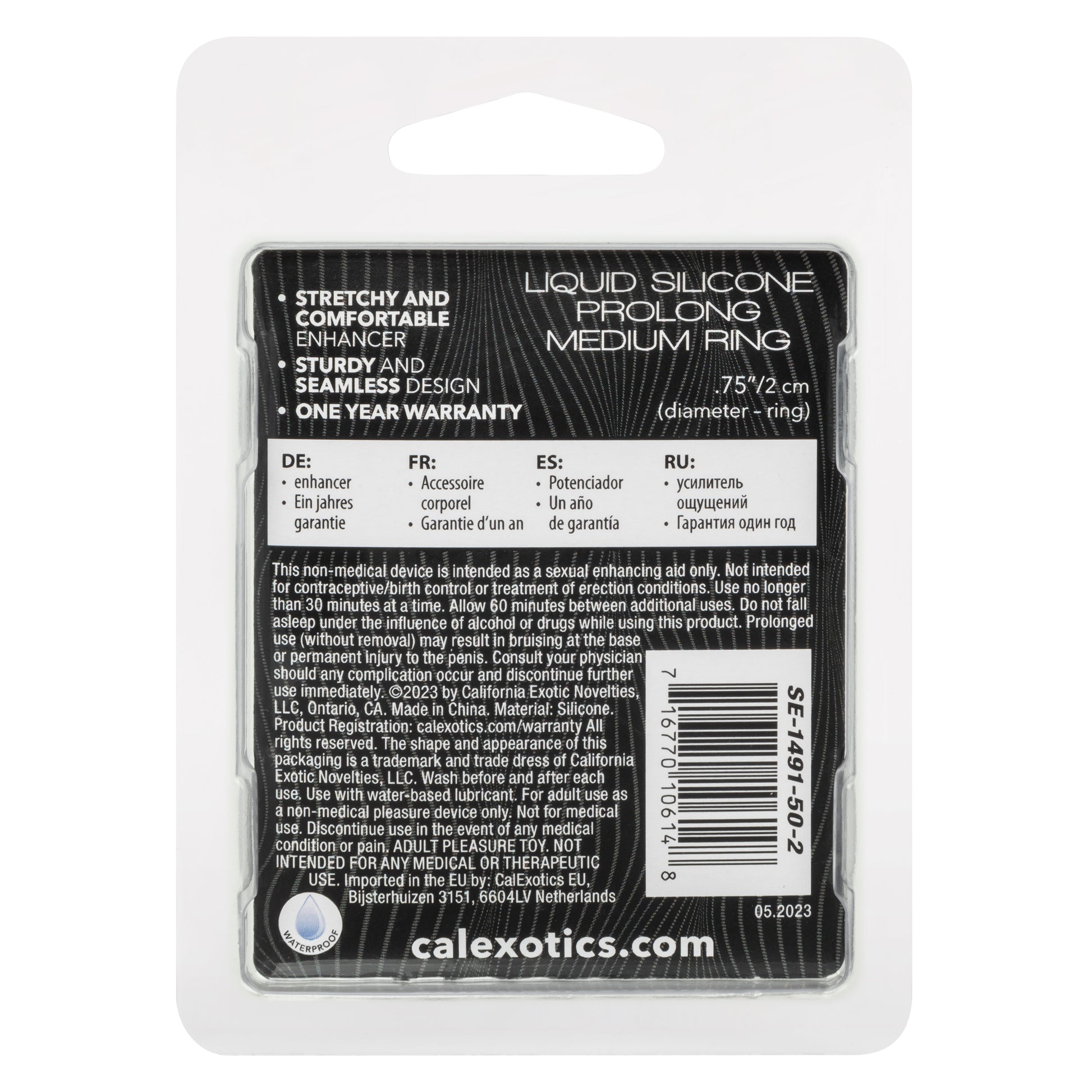 CalExotics Alpha Liquid Silicone Prolong Medium Ring - Black - Waterproof Enhancer