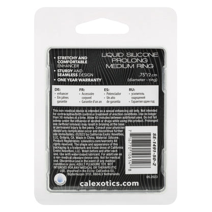 CalExotics Alpha Liquid Silicone Prolong Medium Ring - Black - Waterproof Enhancer