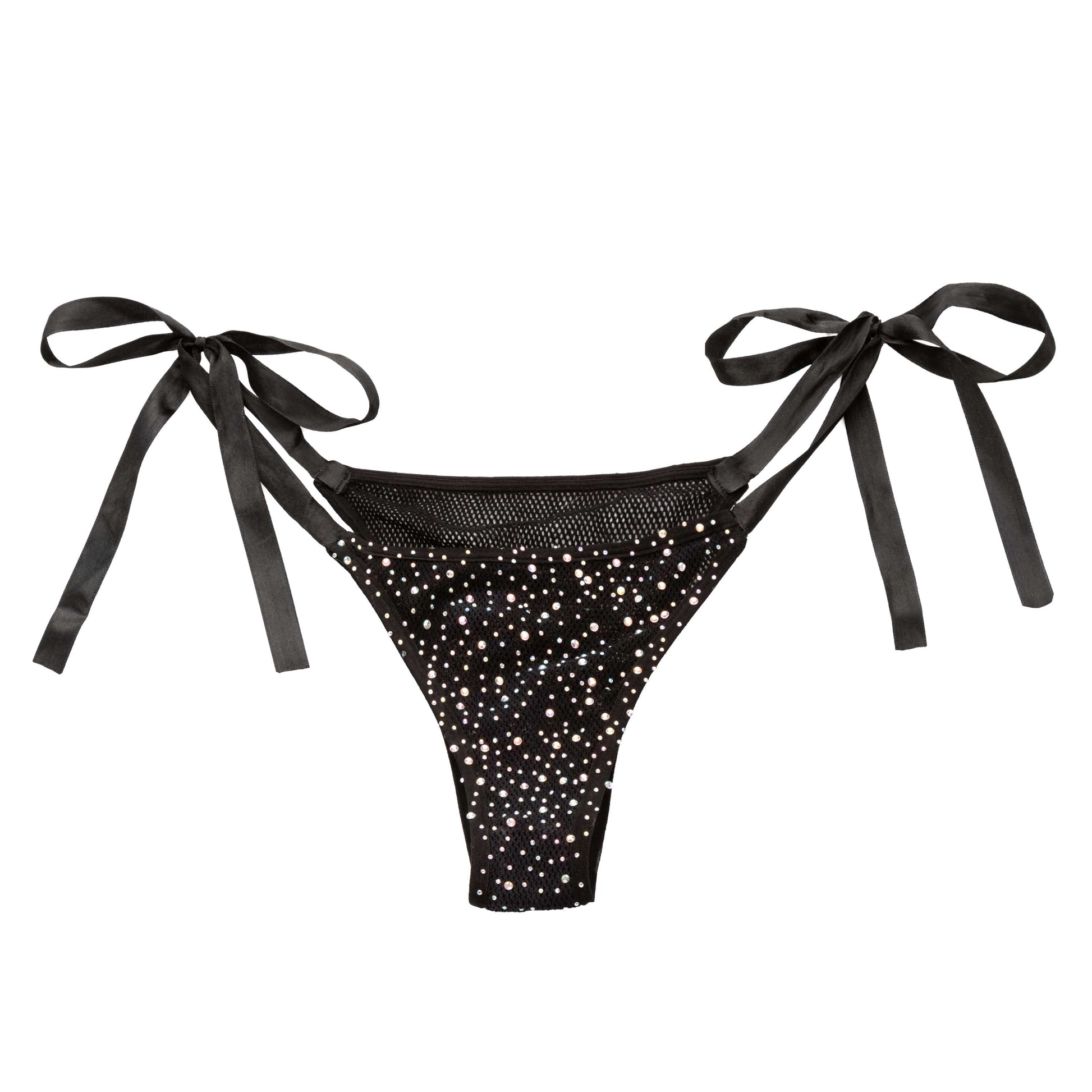 CalExotics Radiance Side Tie Panties - Black - Rhinestone Accents