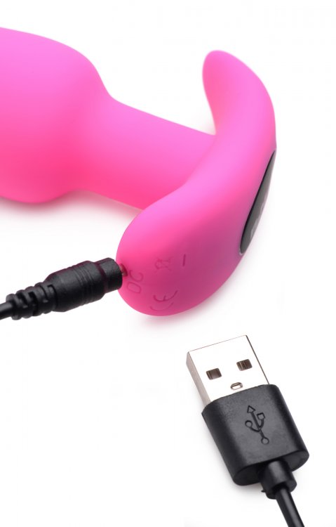 XR Brands 21X Remote Control Vibrating Silicone Butt Plug - Pink