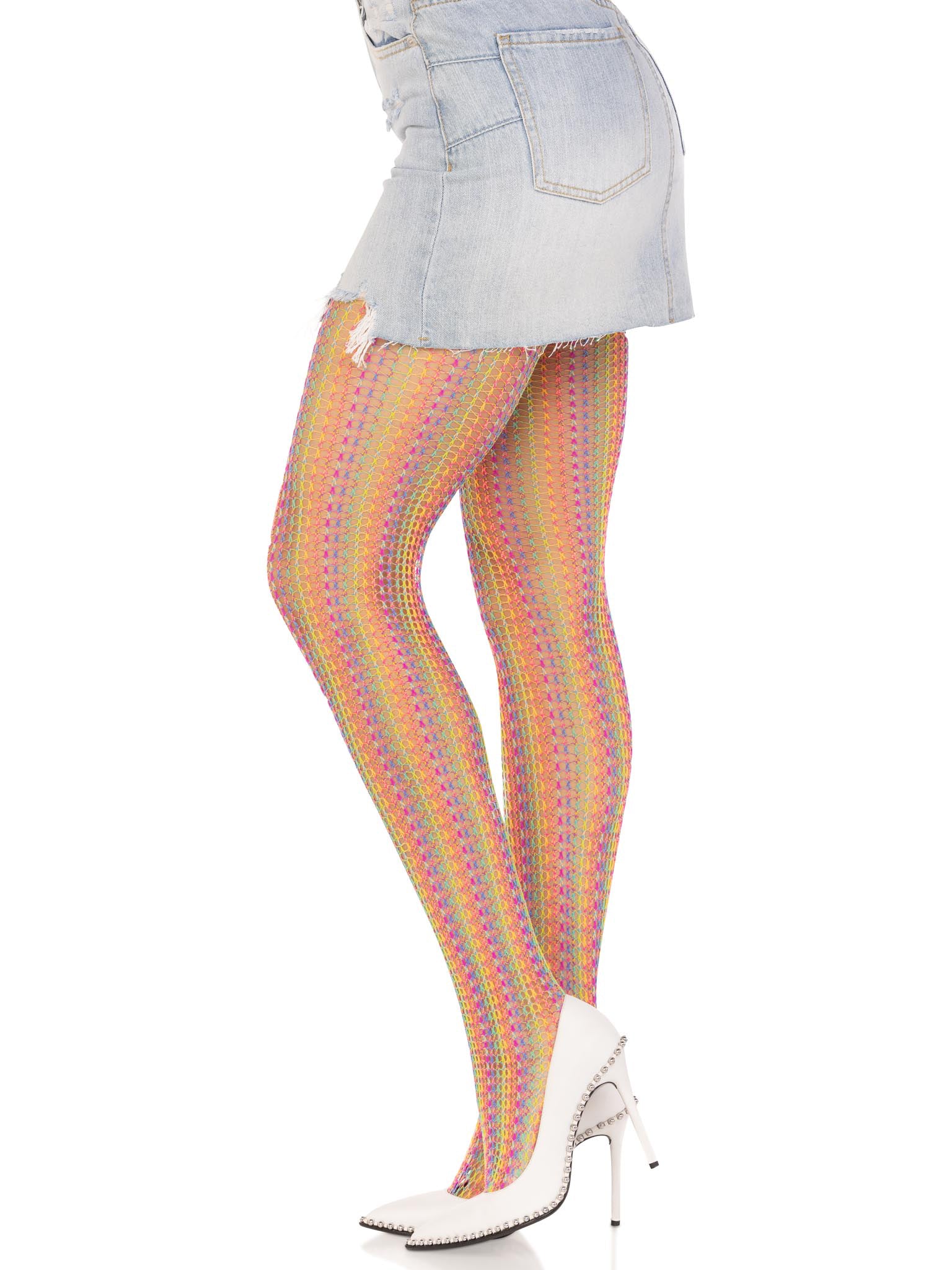 Leg Avenue Rainbow Crochet Net Tights – Multicolor – One Size