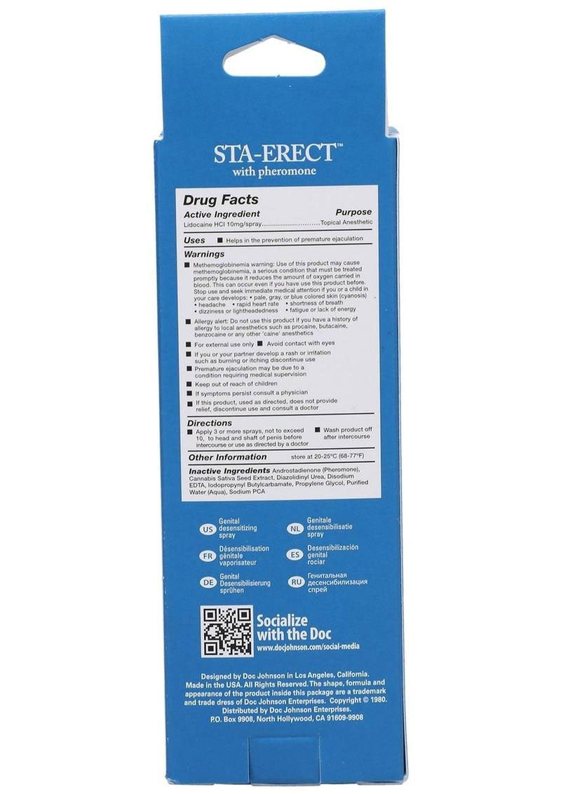 Doc Johnson Sta-Erect Delay Spray for Men – 2 Fl. Oz. – Boxed