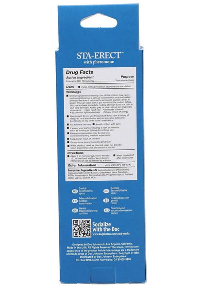Doc Johnson Sta-Erect Delay Spray for Men – 2 Fl. Oz. – Boxed