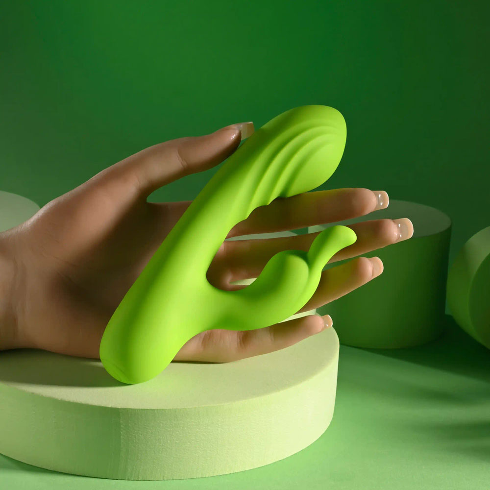 Evolved Novelties Brat Bunny Electric Green Rabbit Vibrator - Dual Motor, Waterproof