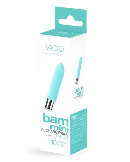 VeDO Bam Mini Rechargeable Bullet Vibe - Turquoise - Powerful Vibrating Mini