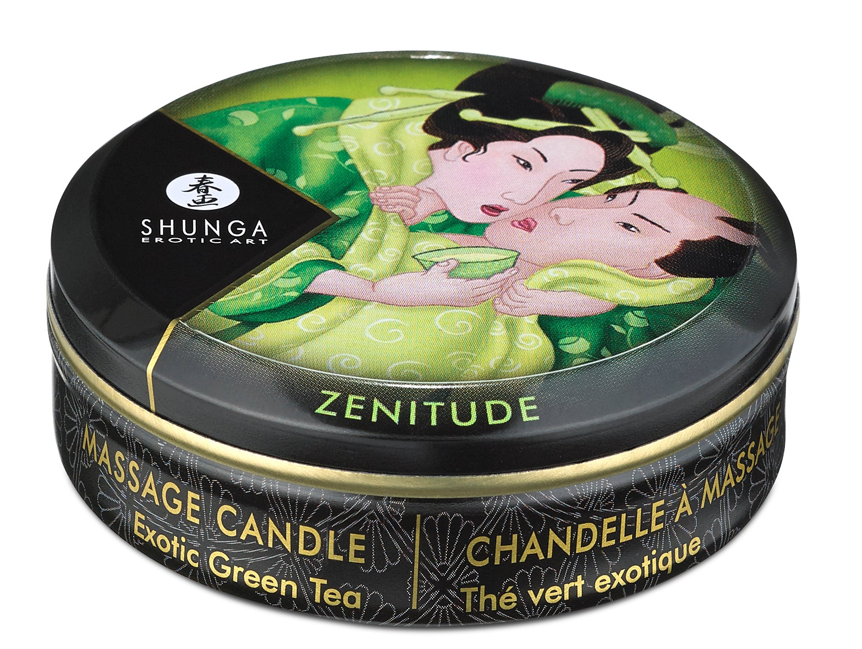 Shunga Mini Massage Candle - Zenitude - Massage Oil - Exotic Green Tea - 1 Fl. Oz.