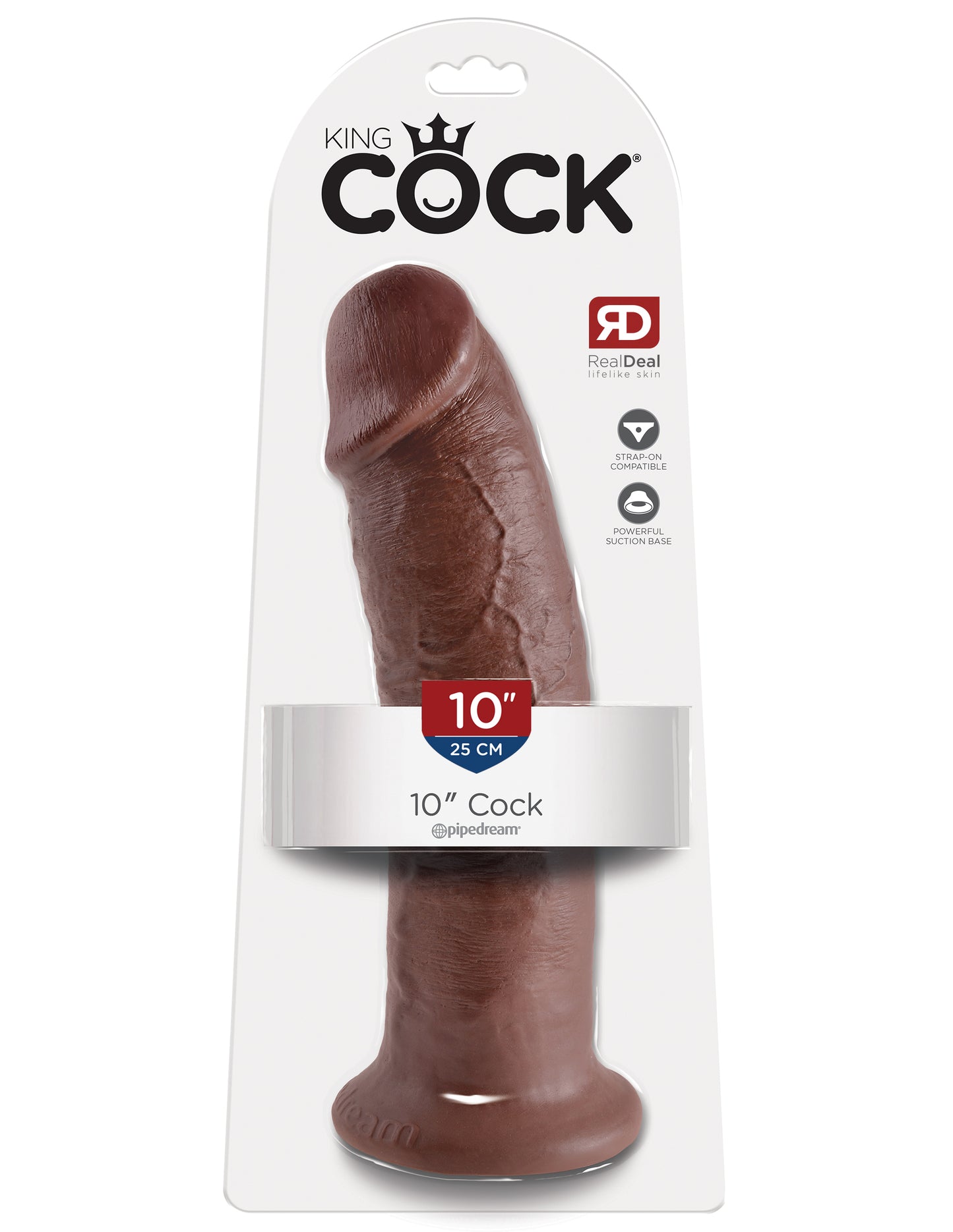 King Cock 10-Inch Dildo – Realistic Brown with Suction Cup and Harness Compatibility