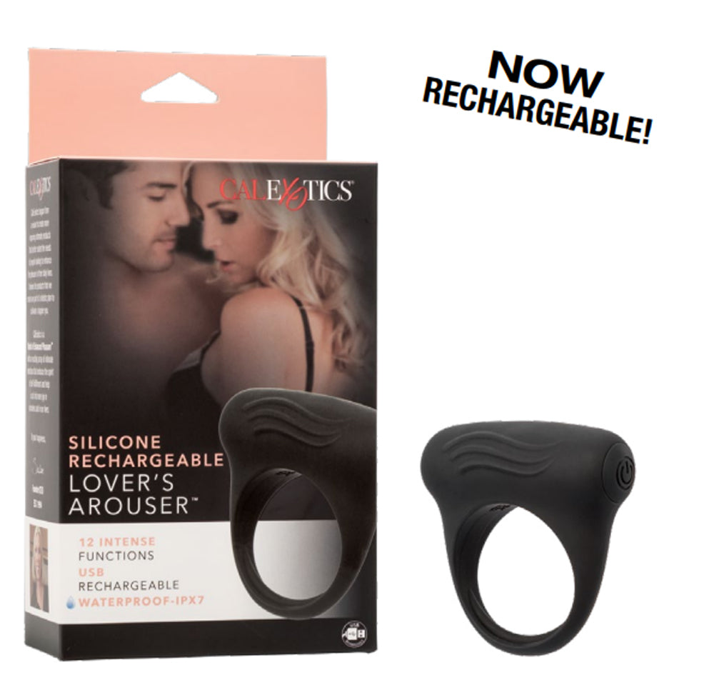 CalExotics Silicone Lover's Arouser Rechargeable Enhancer with Removable Stimulator - Black
