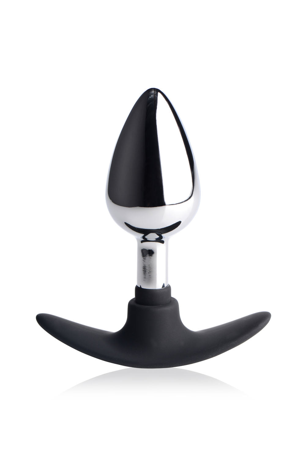 XR Brands Dark Invader Medium Metal and Silicone Anal Plug - Silver