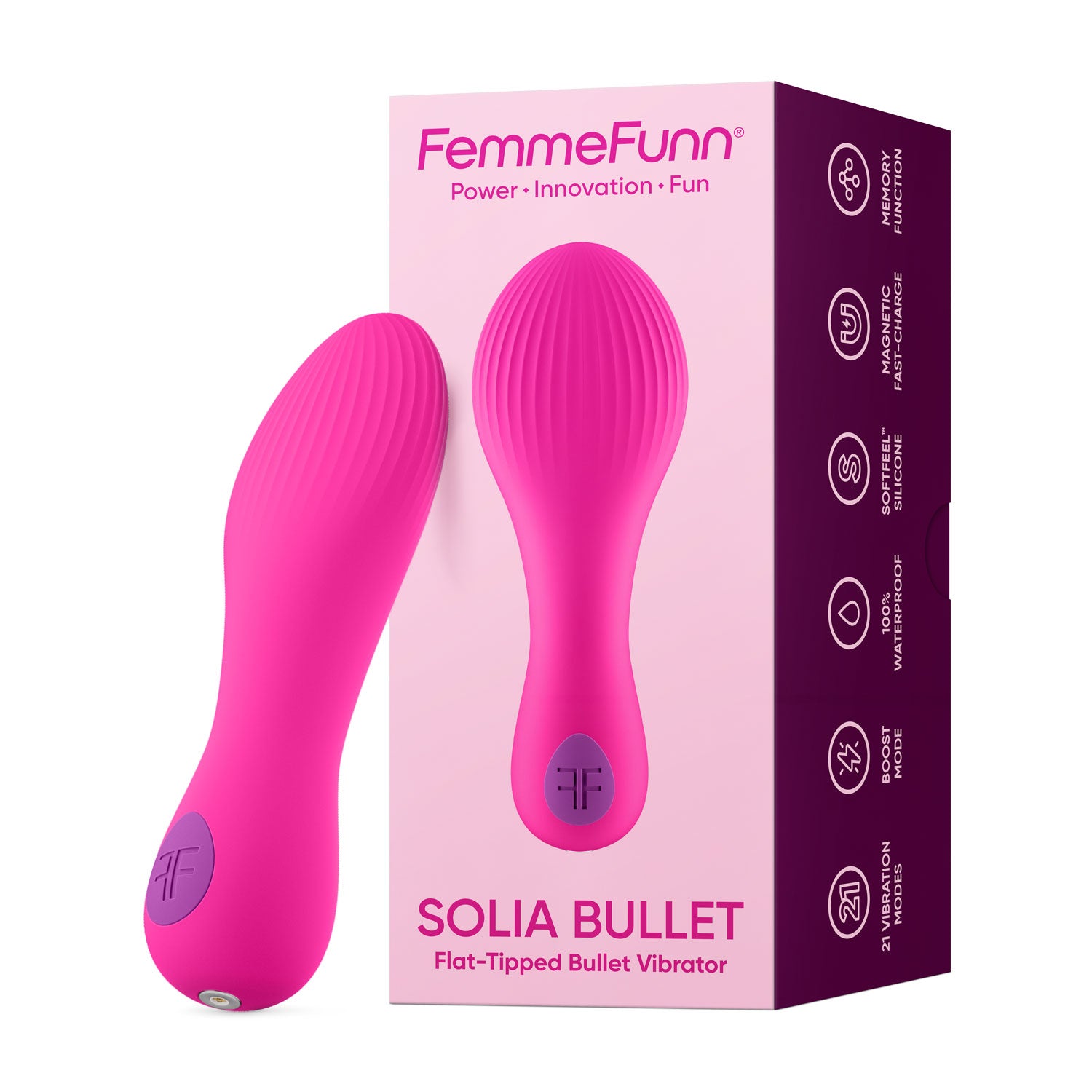 Solia Flat Tipped Bullet Vibrator - Pink - 21 Vibration Modes