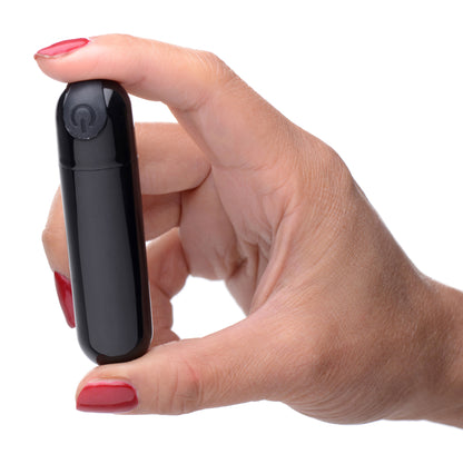 XR Brands 10x Rechargeable Vibrating Metallic Bullet – Black