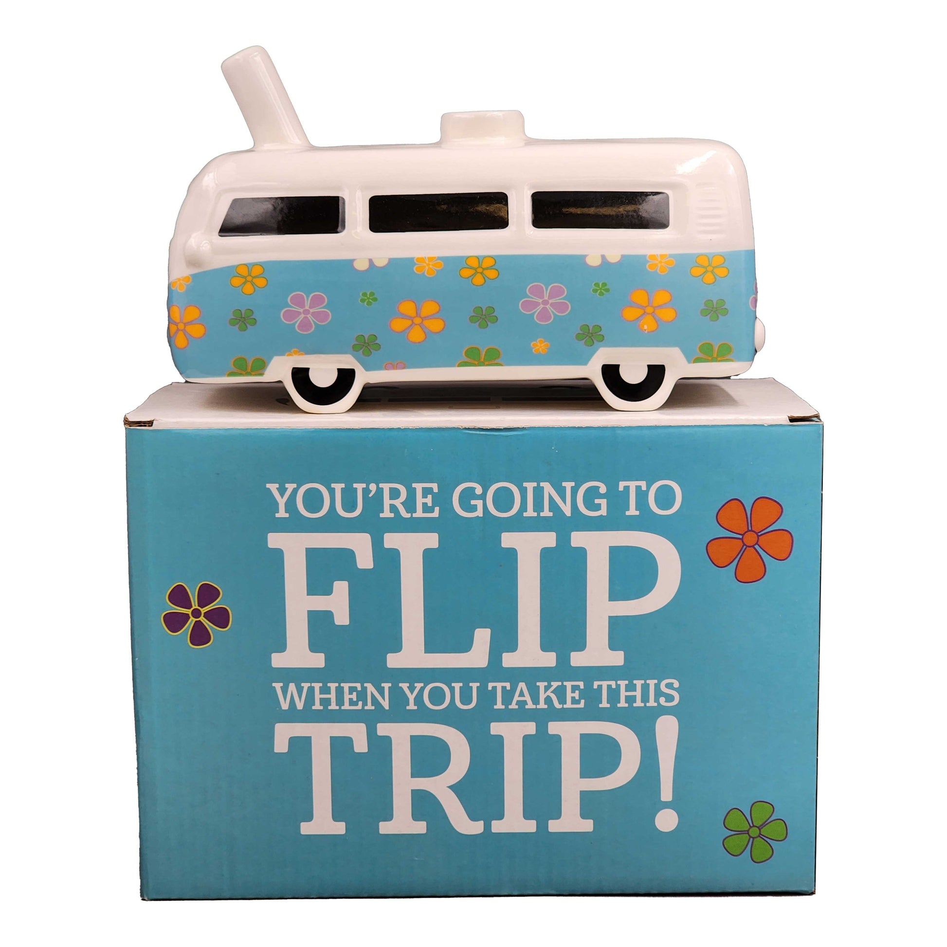 Fashioncraft Retro Vintage Bus Pipe – Ceramic Smoking Accessory – Colorful Hippie Design