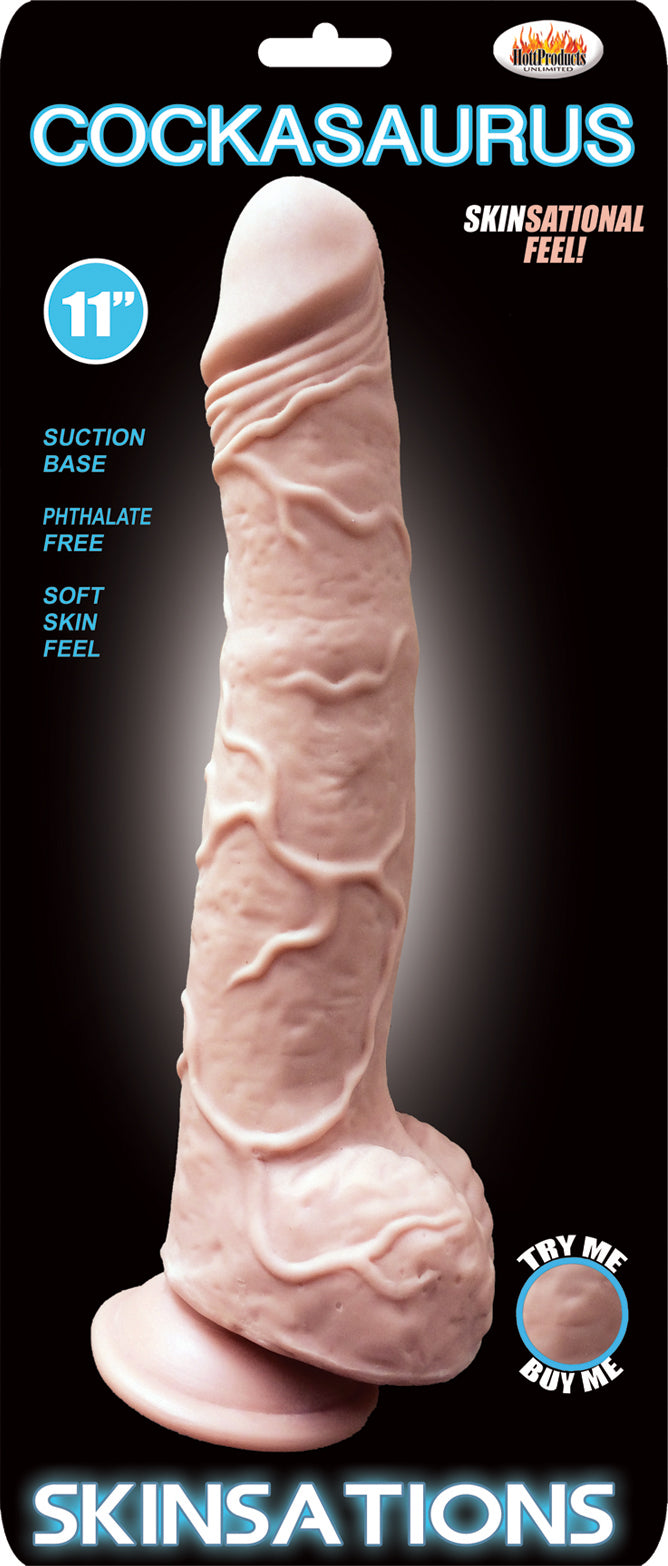 Skinsations Cockasaurus 11 Inch Dildo with Suction Cup - Beige