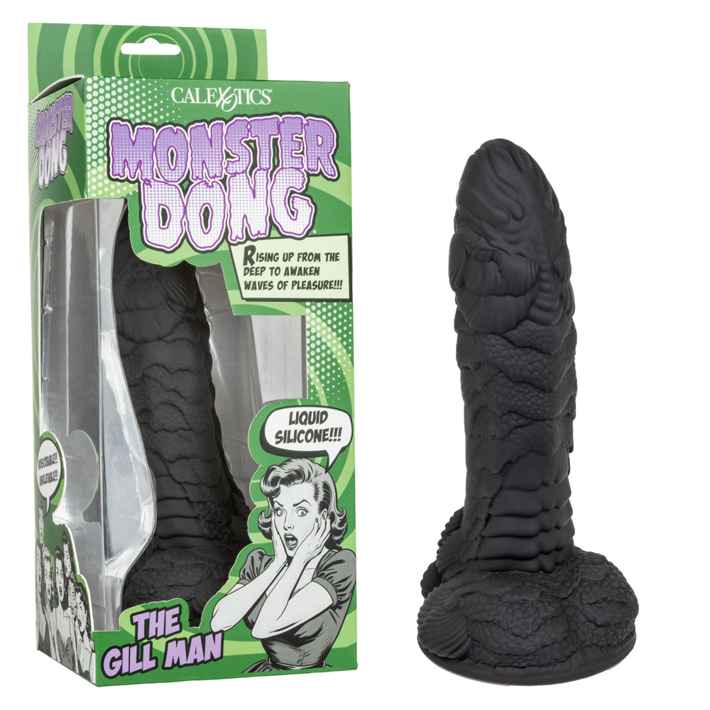 CalExotics Monster Dong The Gill Man - Waterproof Flexible Dildo - Black
