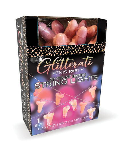 Little Genie Glitterati Penis String Lights – 20 Lights – Battery-Operated – 14 Feet