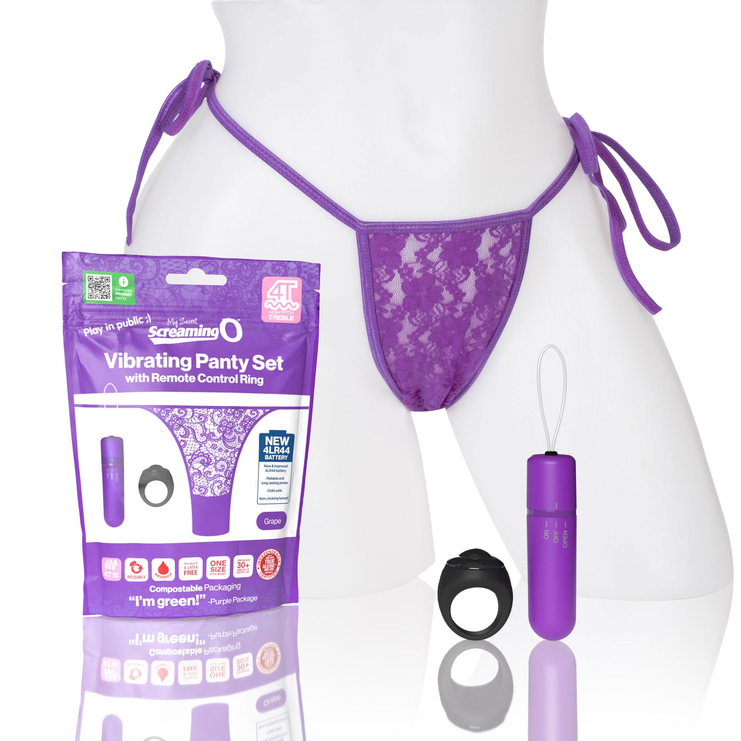 Screaming O 4T Vibrating Panty Set with Remote Control Ring - Purple