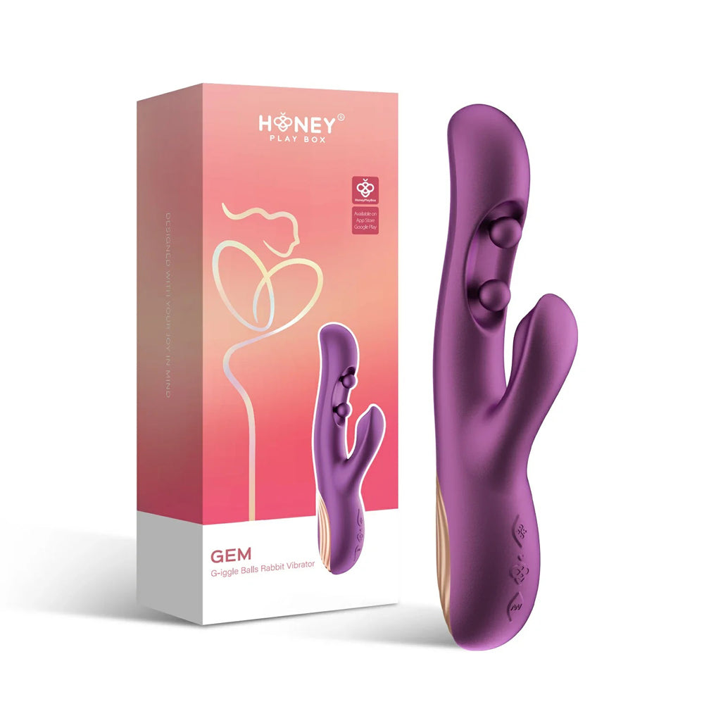 Honey Play Box G-Iggle Balls Rabbit Vibrator - Purple - App Controlled, Waterproof
