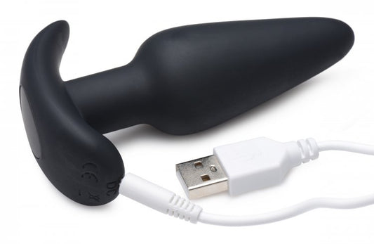 XR Brands 21X Silicone Butt Plug with Remote Control - Black