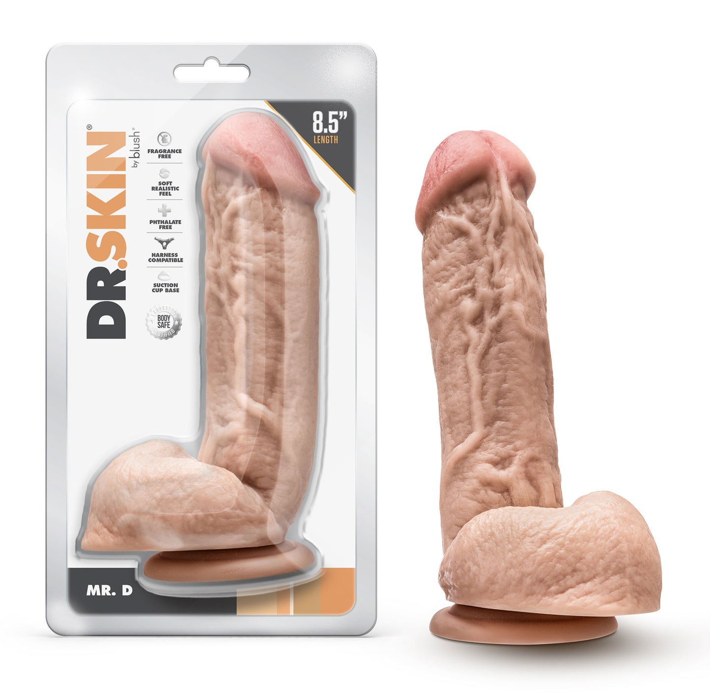 Dr. Skin Mr. D 8.5 Inch Dildo with Balls - Realistic Beige