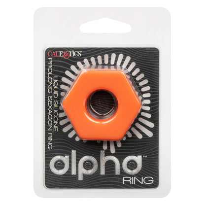 Alpha Liquid Silicone Prolong Sexagon Ring - Orange - Waterproof Enhancer