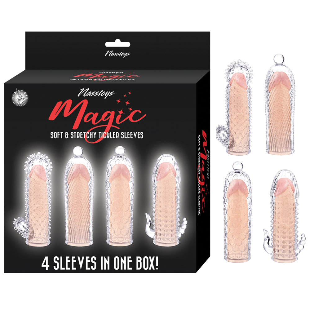 Nasstoys Magic Soft & Stretchy Tickler Sleeves Kit - Clear Penis Sleeves for Enhanced Pleasure