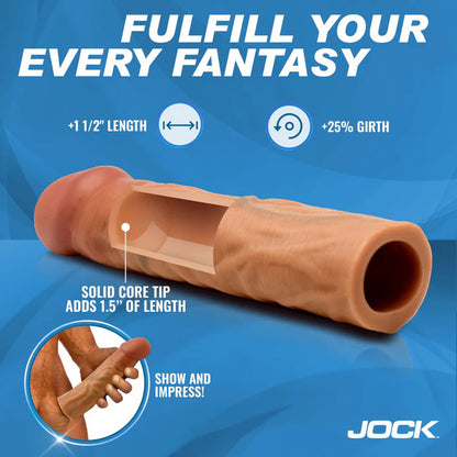 Curve Toys Jock 1.5" Silicone Penis Extension Sleeve - Tan - Realistic Design
