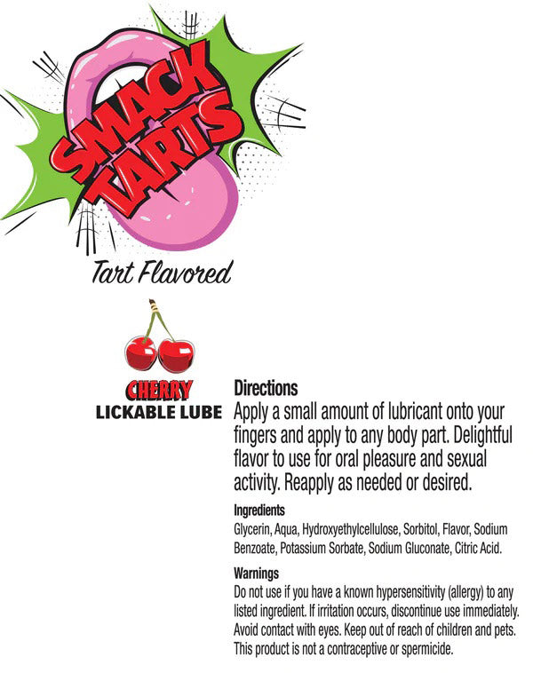 Little Genie SMACK Tarts Lube - Water-Based Intimate Lubricant, Sour Cherry Flavor, 3ml Pouch Display of 36
