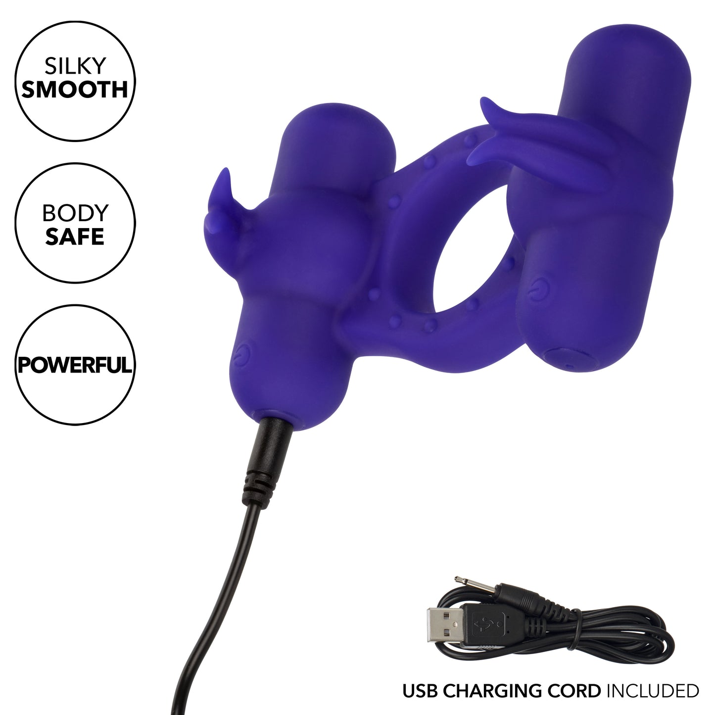 CalExotics Silicone Rechargeable Triple Orgasm Enhancer - Purple