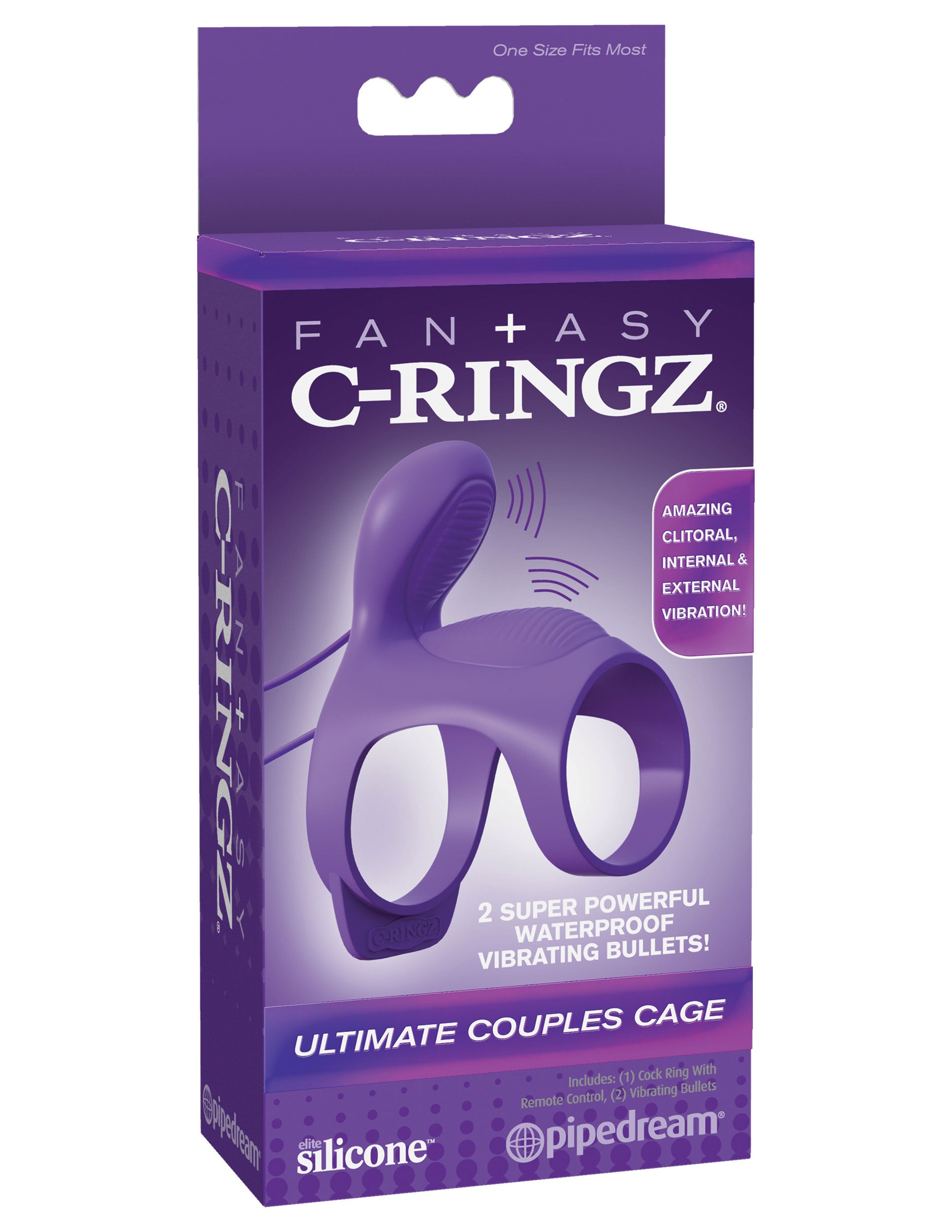 Fantasy C-Ringz Ultimate Couples Cage - Purple - Vibrating Cock Ring with Clitoral Stimulator