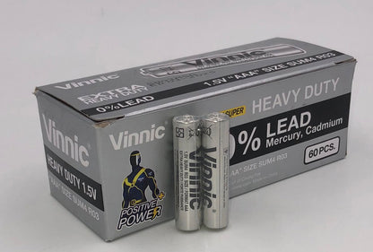 Vinnic Extra Heavy Duty AAA Batteries - 1.5V - 60 Pack