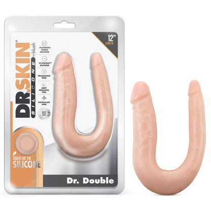 Dr. Skin Silicone Mini Double Dong - 12 Inch U-Shaped Toy - Vanilla