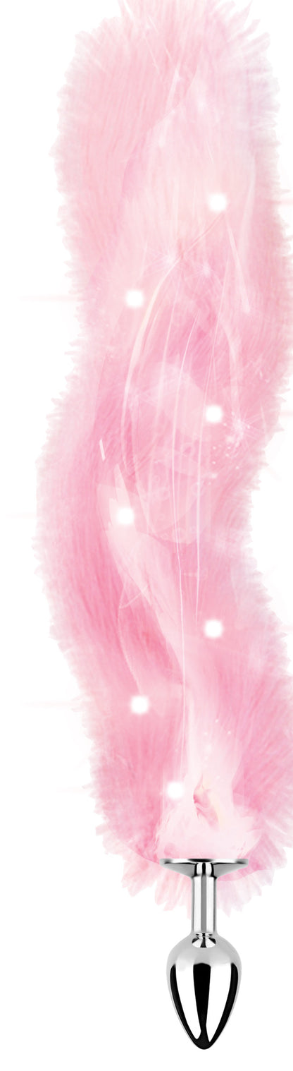 Hott Products Light Up Faux Fur Butt Plug – Pink – Multi-Function