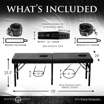 XR Brands Extreme Bondage Table with Face and Crotch Holes - Black