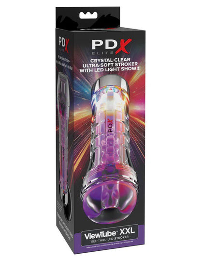 Pipedream Elite Viewtube XXL See-Thru Ez-Grip LED Stroker – Clear
