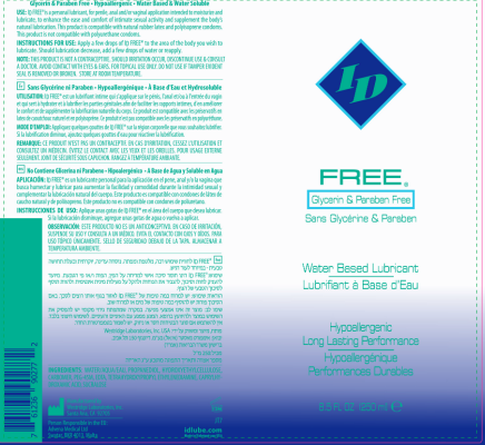 I.D. Lubricants Free Water-Based Lubricant 8.5 Fl Oz - Clear