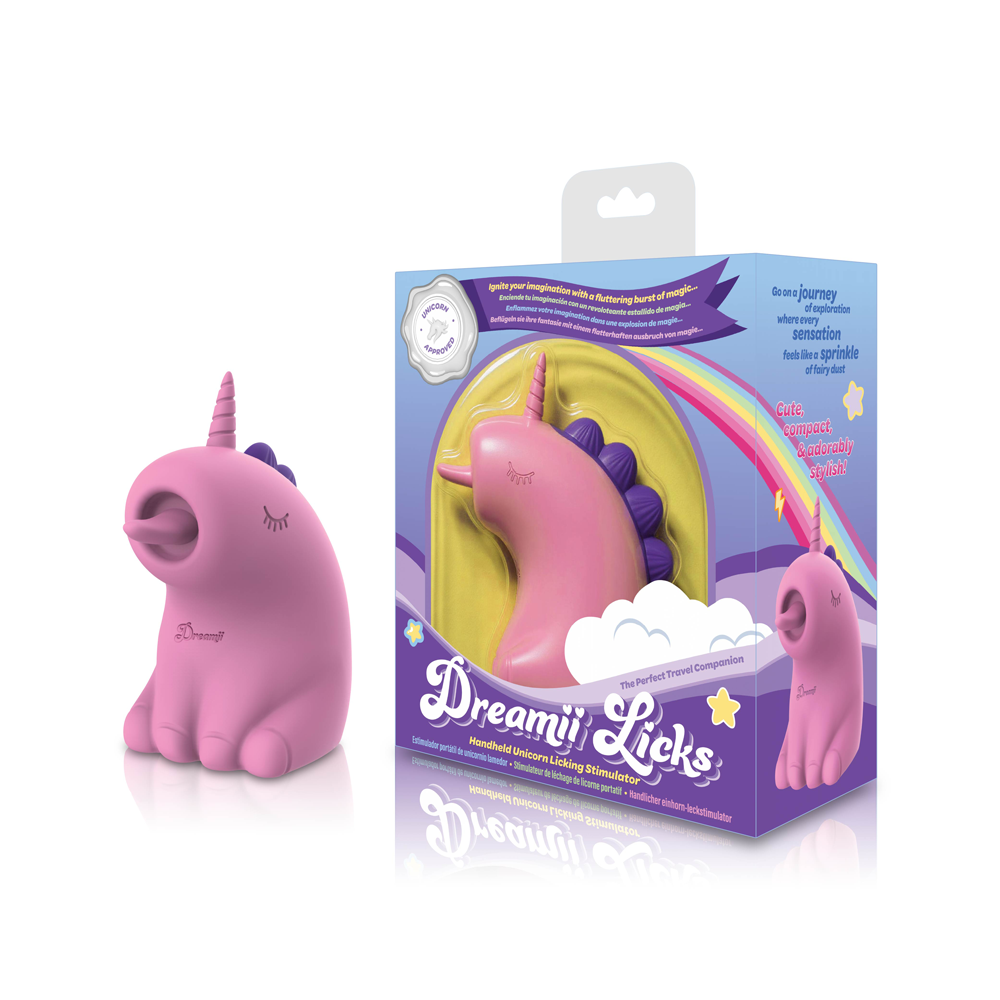 Dreamii Licks Licking Unicorn Stimulator - Multi-Speed Handheld Vibrator - Mystical Pink
